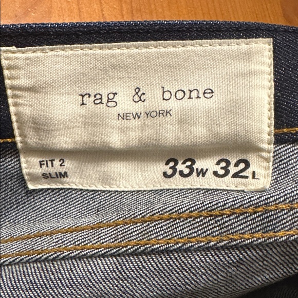 Rag & Bone Fit 2 Slim Fit Dark Medium Wash Button Fly Jeans Men’s Size 33x30 - Picture 8 of 12